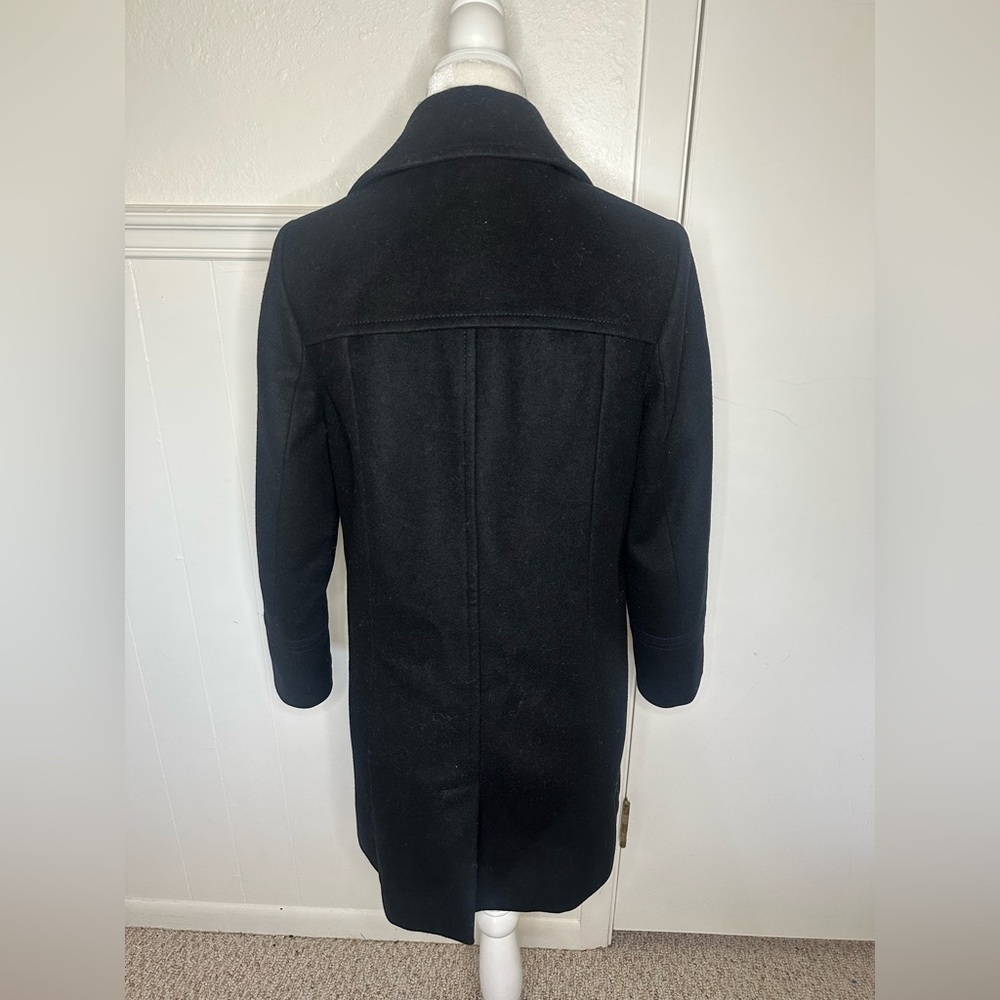 J. Crew Black Pea Coat with Gold Buttons size Petite 6 - Picture 2 of 8